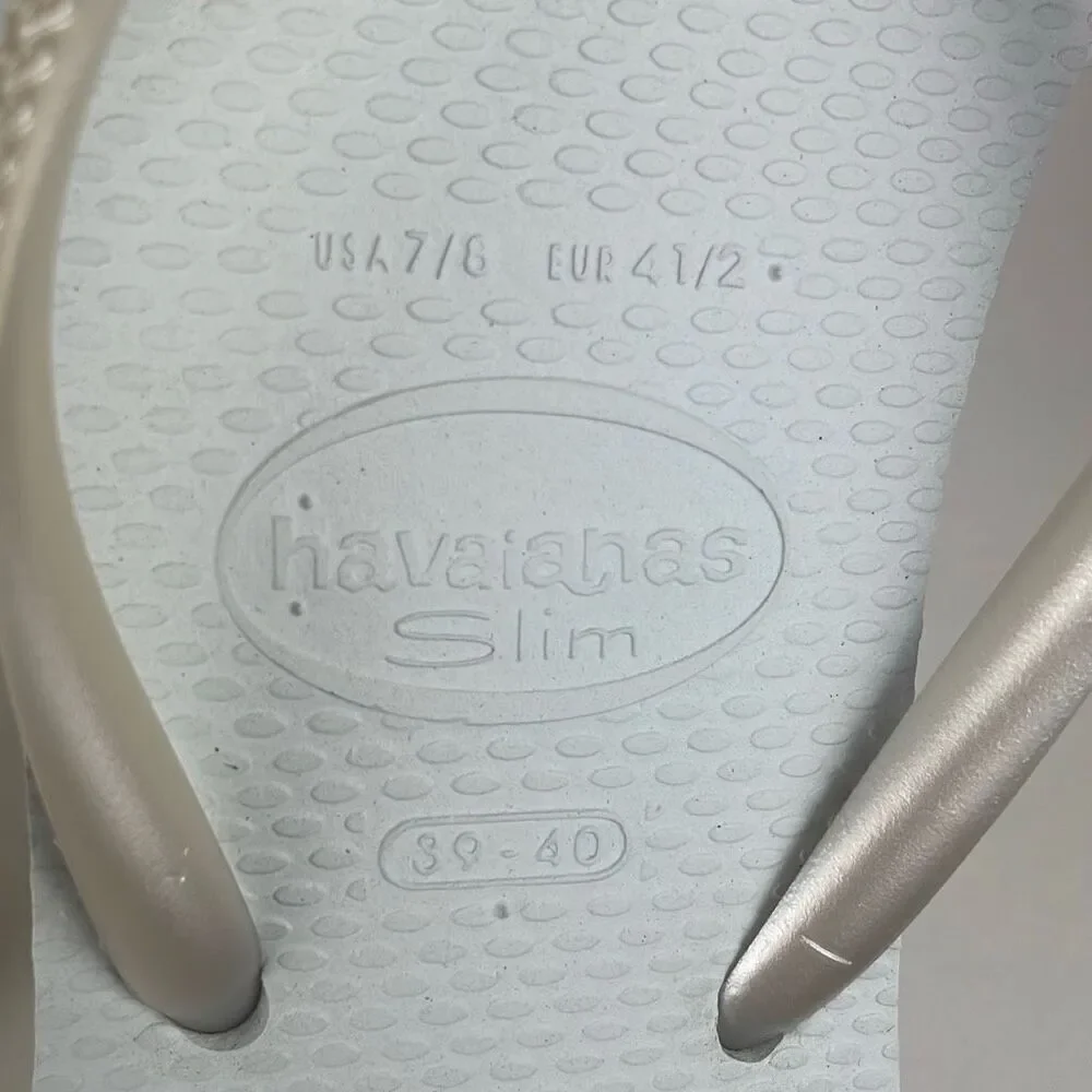 Havaianas Slim Flip Flop Sandals Pearl White 7/8 - Picture 7 of 7